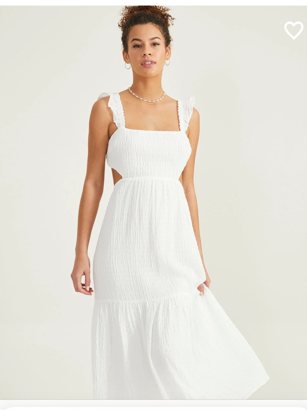 Altar'd State White Ruffle-Shoulder Maxi Dress